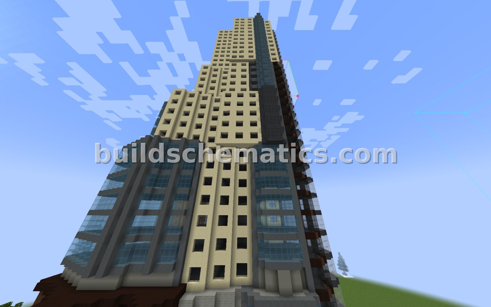 Giant City Skyscraper with Trees — view 2