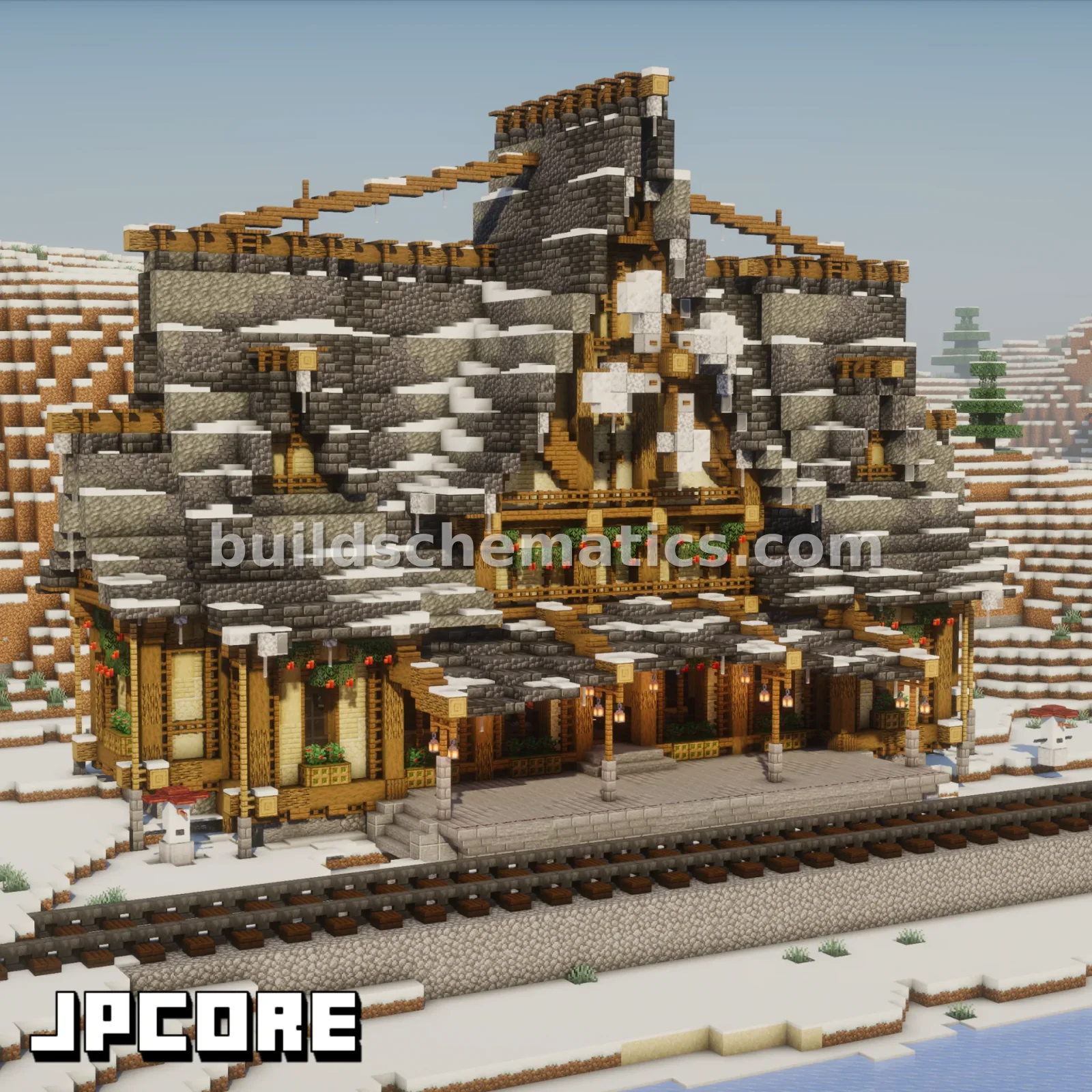 Winter Trainstation Minecraft Build