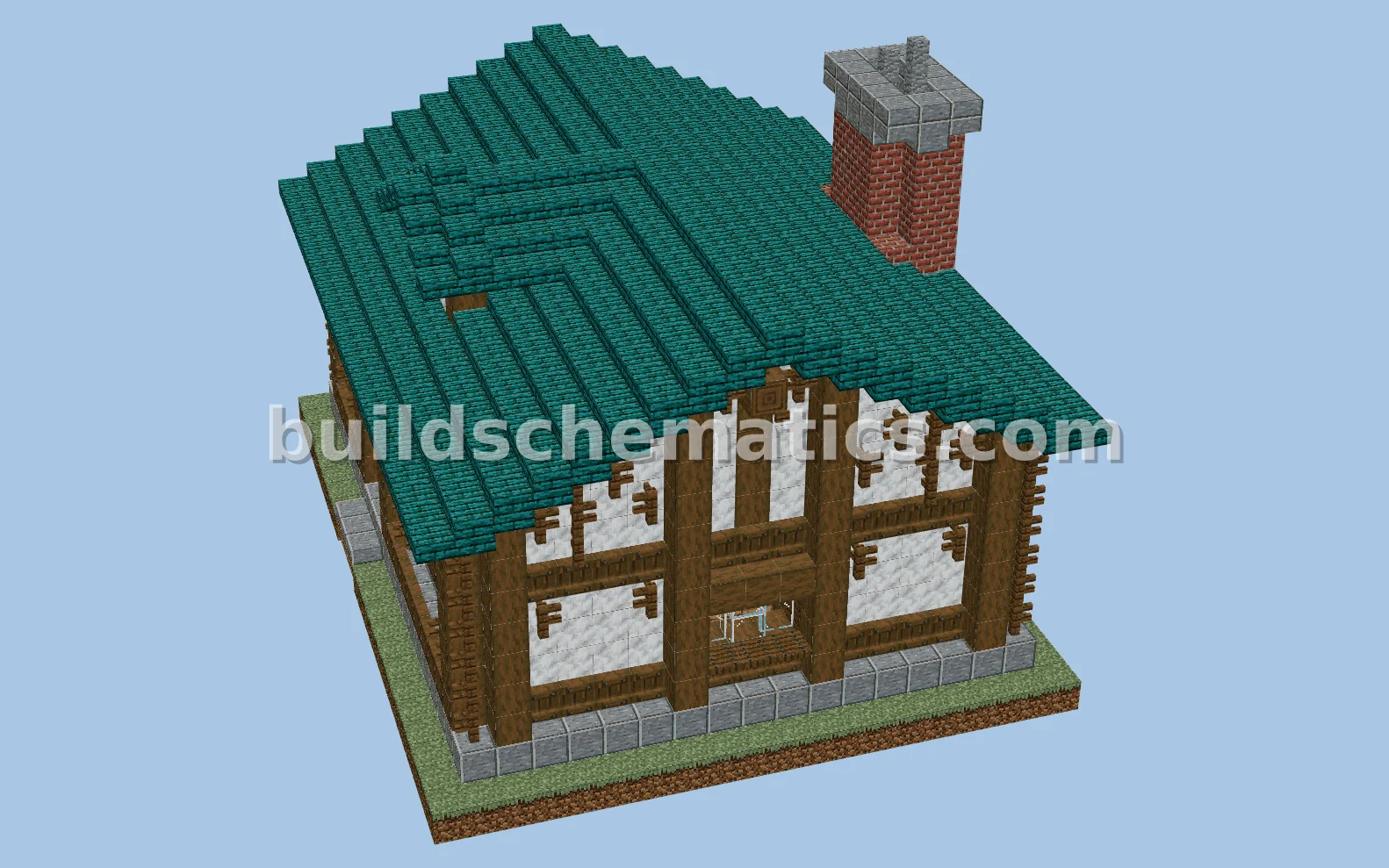 Blue Roof Farmhouse - Minecraft Build