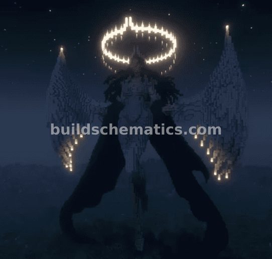 Giant Angel Girl Statue with Wings and Cape — view 3