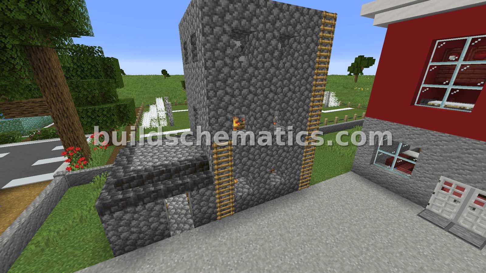 Minecraft Fire Station and Football Field — view 4