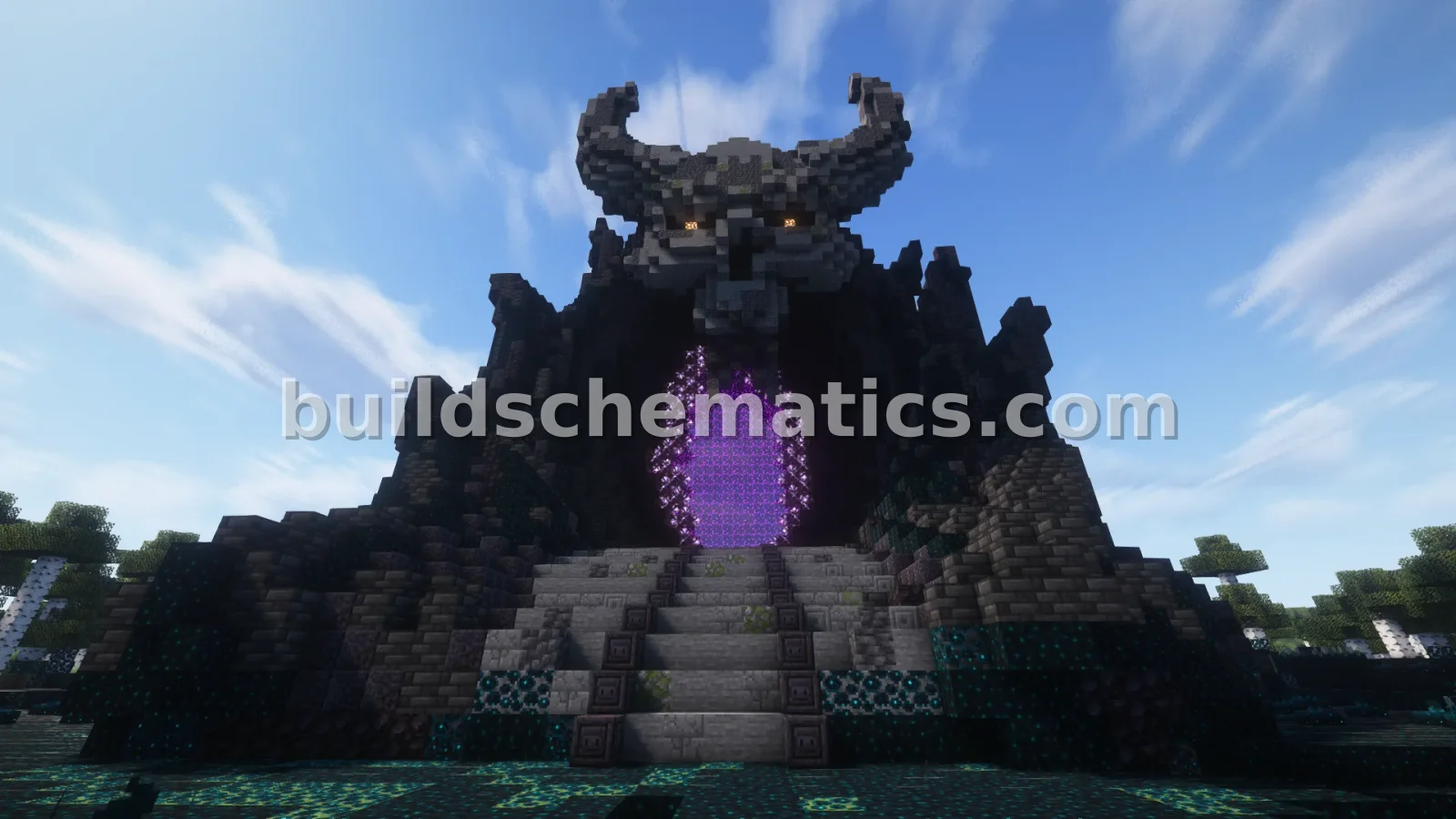Warden Skull Nether Portal Statue V03 — view 3
