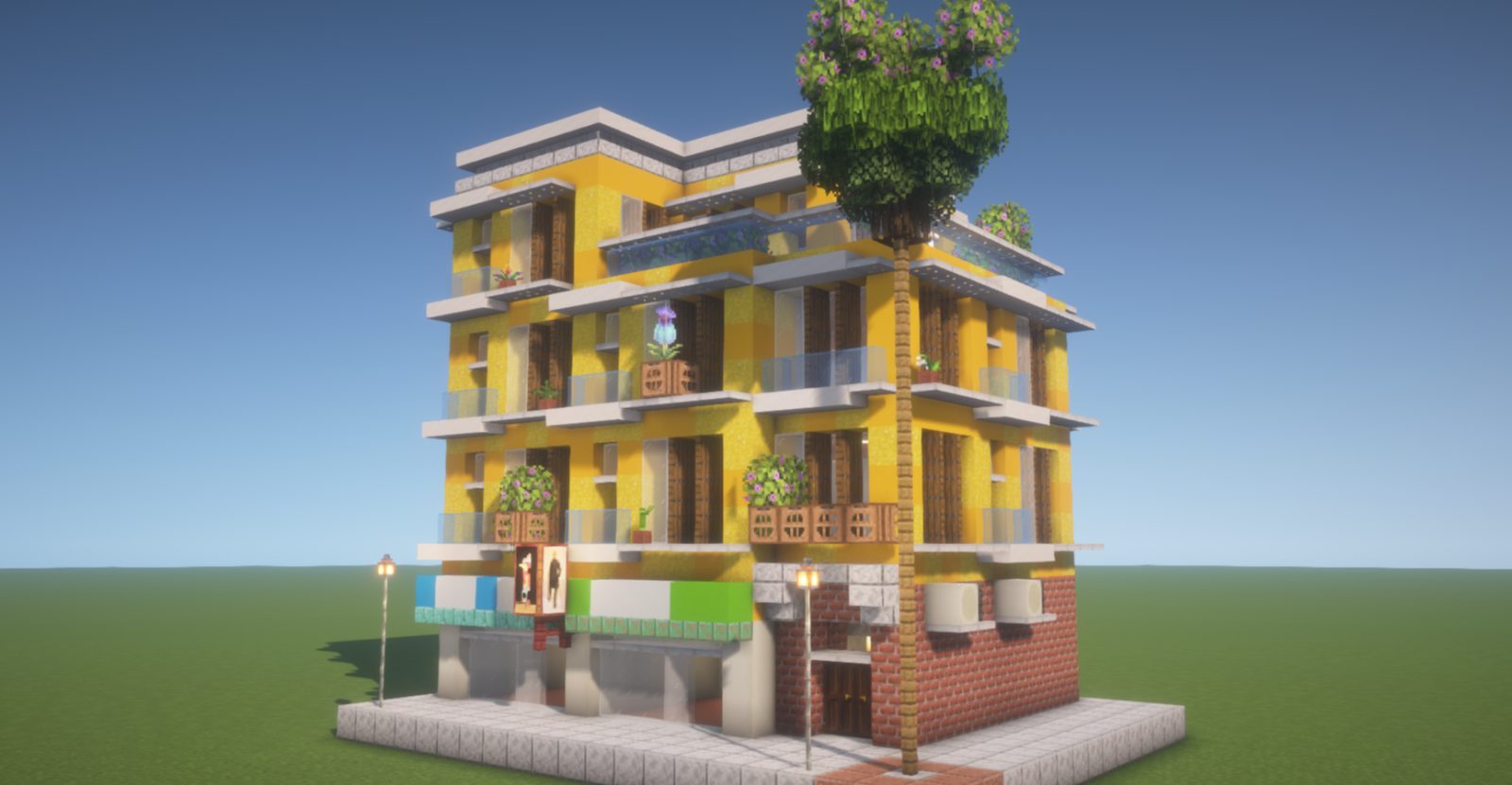 Vibrant Yellow Modern Apartment Building