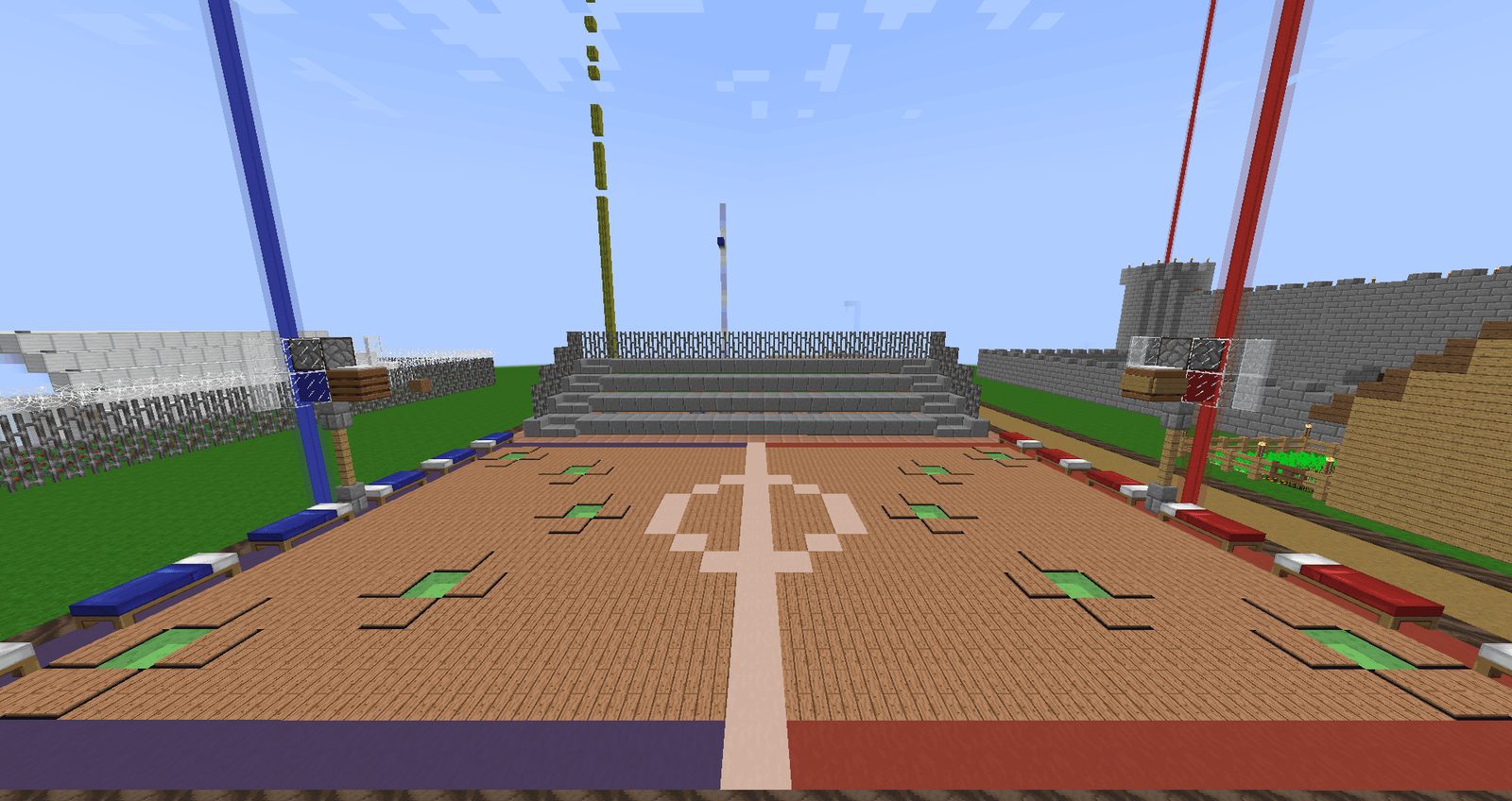 Slime Block Basketball Court With Scoreboard