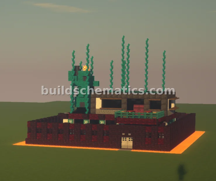 Nether House With Pool And Lava Wall