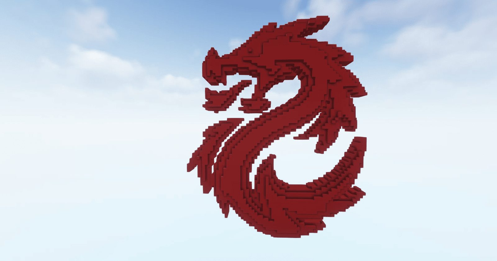 3D Red Dragon Statue Sculpture
