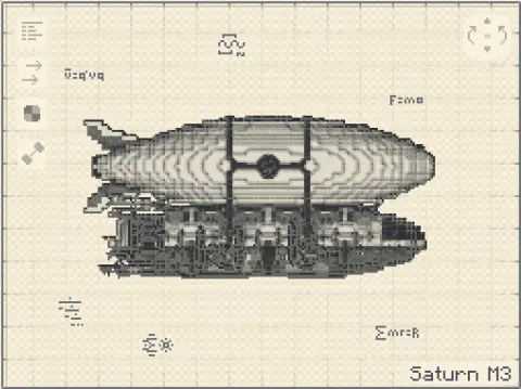 Saturn M3 wooden explorer airship base with layered wood hull, cabin sections, balloon structure, storage detail, and Aeronautics components.