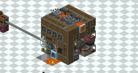 5x5x5 Compact Andesite Farm (NO FLUID ITEM INPUT) v4 with Andesite Encased Cogwheel, Gearbox, Item Vault, Andesite Casing, Mechanical Drill, Packager, Andesite Funnel, and Cobblestone, visible proportions, and a 5 x 5 x 5 schematic footprint.