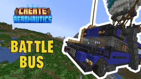 Battle Bus - milopossum with White Envelope, Blue Envelope, Blue Wool, Copycat Slice, Light Blue Envelope, Polished Blackstone Slab, Copycat Slab, and Dark Oak Window, visible proportions, and a 19 x 43 x 35 schematic footprint.