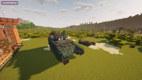 BMPT "Terminator" with Grass Block, Moss Block, Copycat Layer, Fluid Tank, Copycat Stacked Half Layer, Sand, Encased Chain Cogwheel, and Fluid Pipe, visible proportions, and a 35 x 12 x 36 schematic footprint.