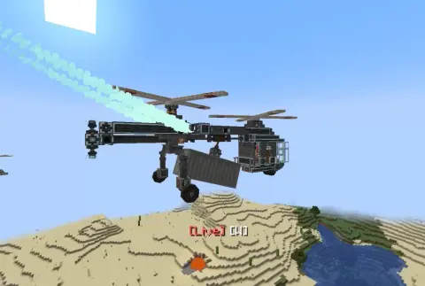 Cargo Helicopter - Ion Thruster Powered with Copycat Board, White Symmetric Sail, Copycat Stairs, Copycat Panel, Cut Deepslate, Cable Relay, Framed Glass, and Metal Girder, visible proportions, and a 13 x 10 x 27 schematic footprint.