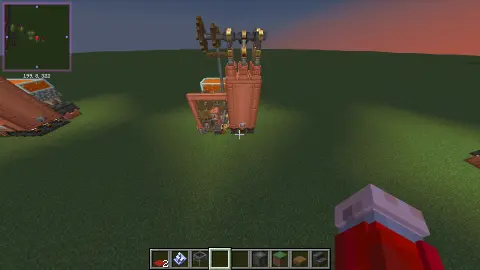 Compact infinite steam engine (M1) with Fluid Tank, Fluid Pipe, Cogwheel, Framed Glass Trapdoor, Cauldron, Lava, Cobblestone, and Pointed Dripstone, visible proportions, and a 8 x 9 x 7 schematic footprint.