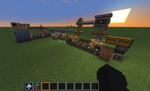 Ores with Item Vault, Belt, Cogwheel, Brass Belt Funnel, Shaft, Brass Gearbox, Fluid Pipe, and Basin, visible proportions, and a 17 x 6 x 27 schematic footprint.
